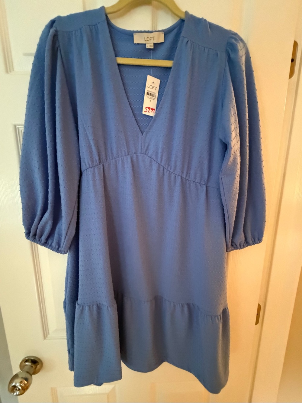 Blue Tiered Smock Dress From Loft New With Tags
